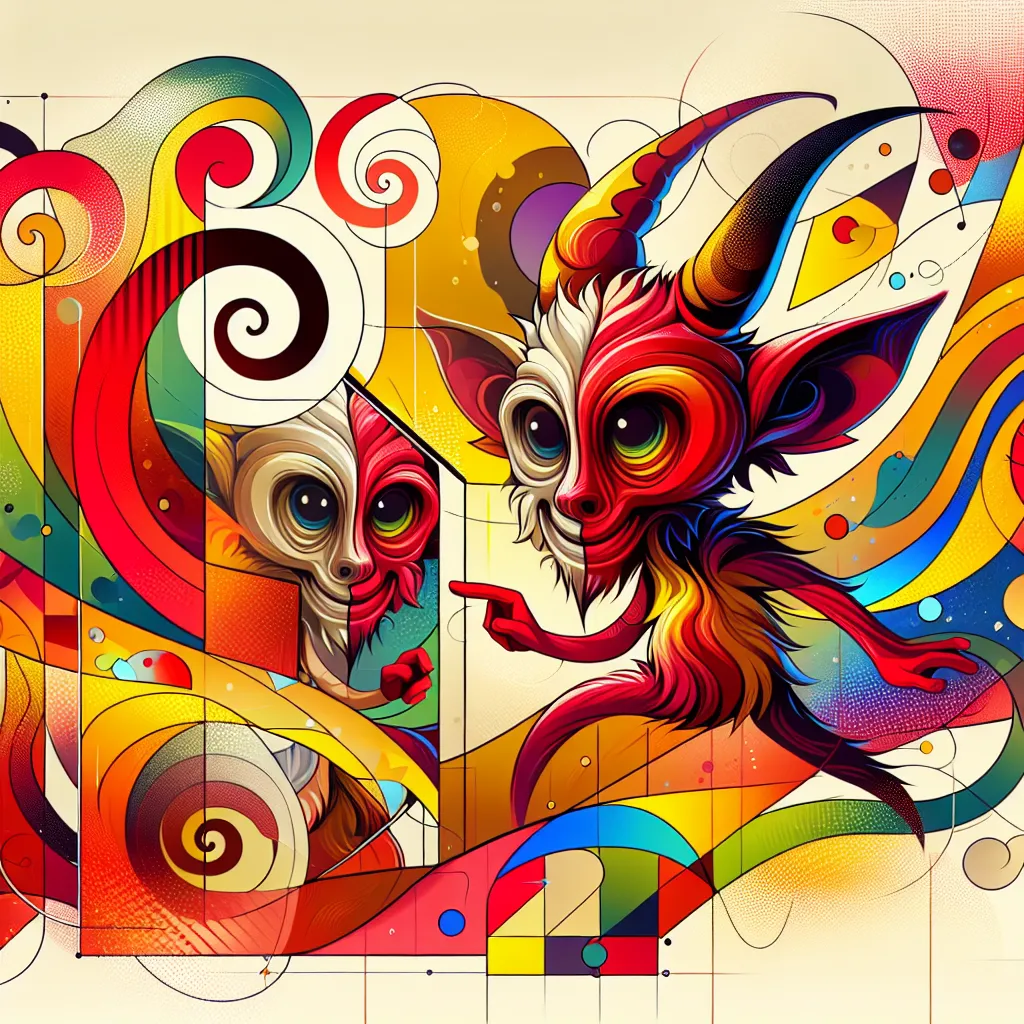 Transformation, Moxxie, Imp, Cartoon, Identity in an abstract style