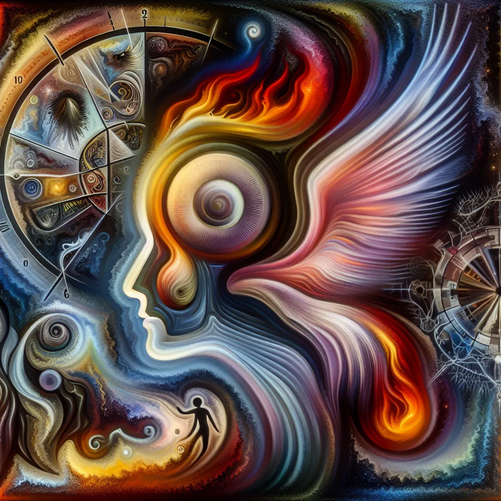 Transformation, Hazbin, Lucifer, Angel, Identity in an abstract style