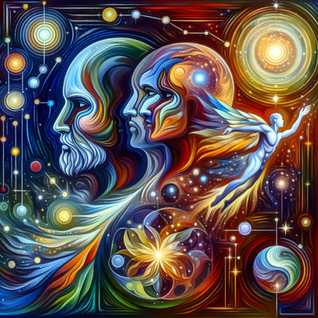 Transformation, Hazbin, Lucifer, Angels, Identity in an abstract style