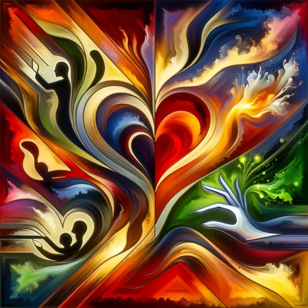 Acorralada, Amor, Conflicto, Villano, Celos in an abstract style