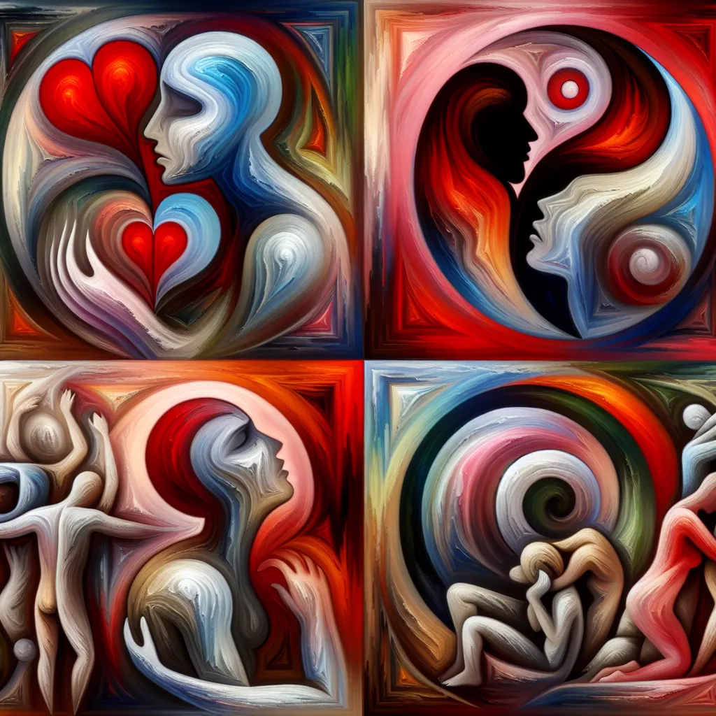 Rodrigo, Amor, Dolor, Culpa, Redención in an abstract style