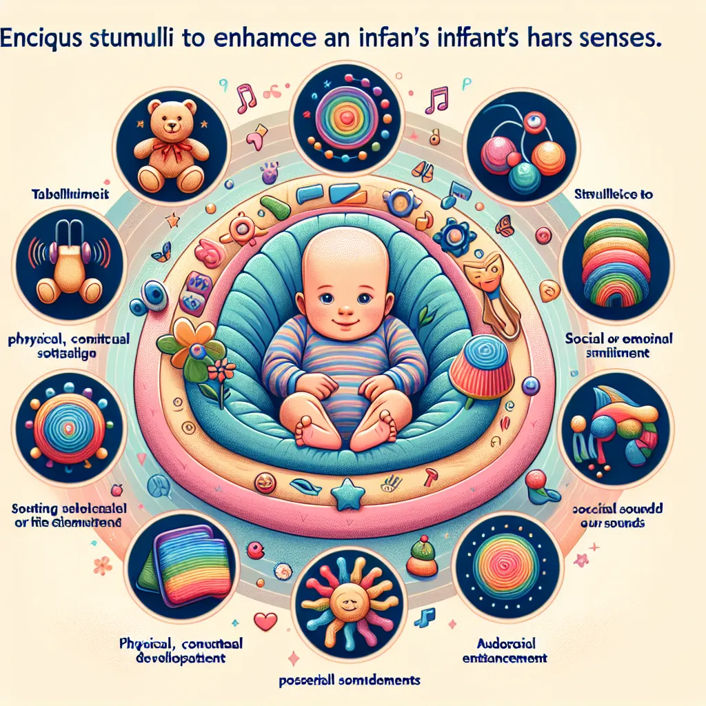 Activities that stimulate an infant's **"senses"** can aid in the development of physical, cognitive, and social/emotional milestones.