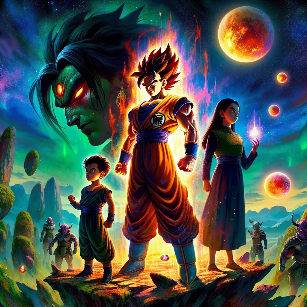 Title: "La Redención de Turles"

En un giro inesperado de la historia, Turles, el temido sayyayin que casi destruye la Tierra, sobrevivió a su caída y encontró a un bebé recién nacido. Al principio, pensó en usar al niño como su salvación si Kakaroto y los terrícolas lo encontraban. Pero el amor paternal comenzó a florecer en su corazón maligno.

Con el tiempo, Turles sedujo a una humana y tuvieron un hijo que era físicamente idéntico a él. Crió a sus hijos enseñándoles a cuidarse y a protegerse