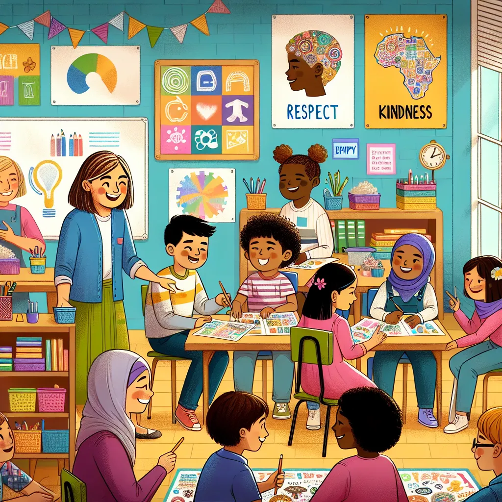 1. **Inclusivity**: Create an environment where every child feels valued. Use diverse teaching materials that reflect the backgrounds of all students, ensuring everyone can see themselves in the lessons.

2. **Collaboration**: Foster teamwork through group activities that encourage peer interaction. Design tasks where students work together to solve problems or create projects, promoting social skills and cooperation.

3. **Adaptability**: Be flexible in teaching methods. Differentiate instructi