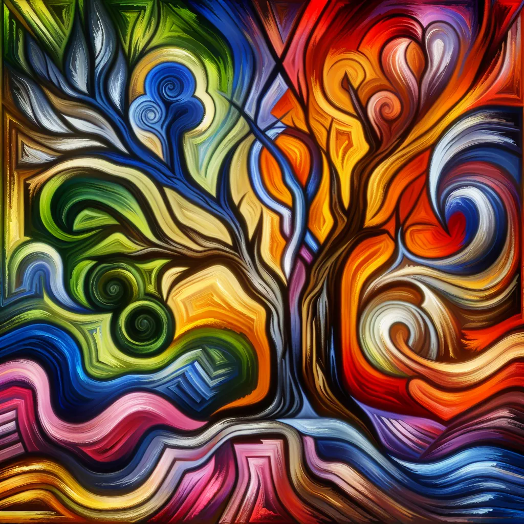 Trunks, Amor, Celos, Conflicto, Consecuencias in an abstract style