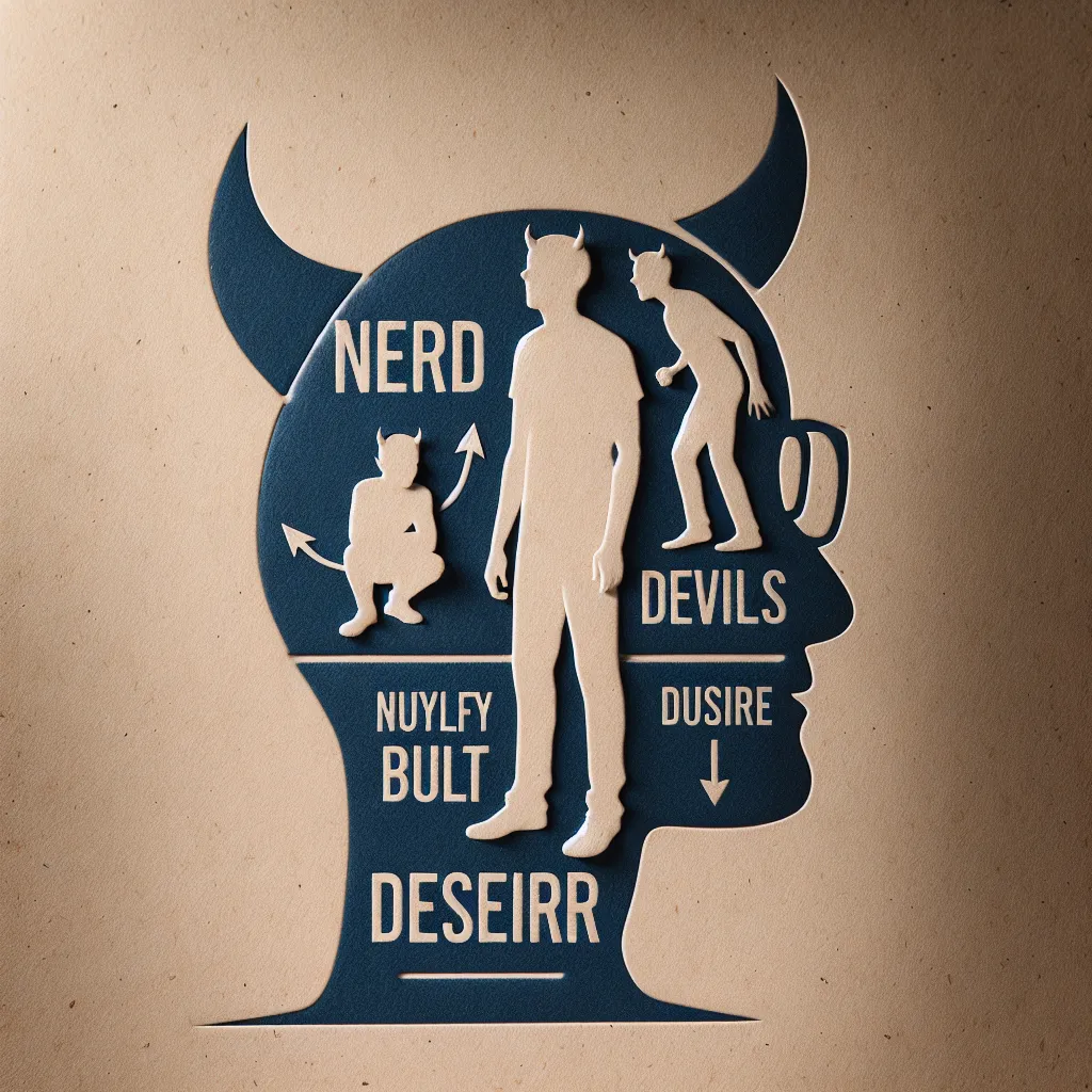 Nerd, Lucifero, Bullying, Deseo, Protección in an abstract style