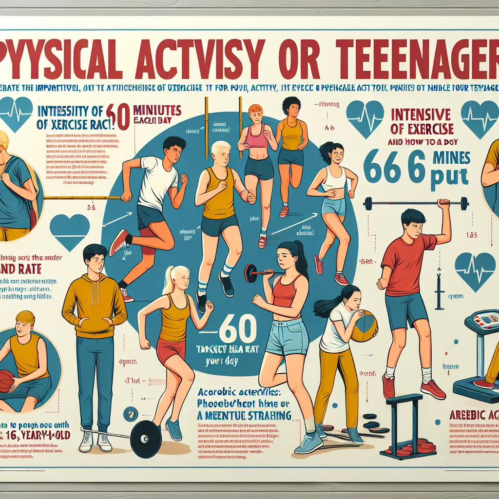 1. Teens should get 60 minutes of physical activity every day.
2. Measure intensity using the talk test or monitoring heart rate.
3. The target heart rate for a 15-year-old is about 130-160 beats per minute.
4. Select a weight that allows 8-12 repetitions per set.
5. Aerobic activity warms up the muscles, making stretching safer and more effective.