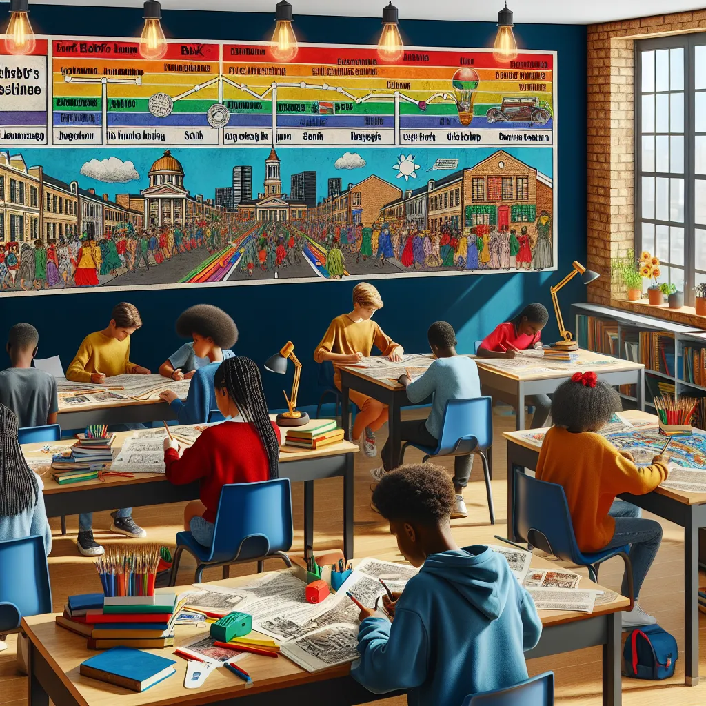 ### Practical Classroom Activity: "Joburg Firsts Project"

**Idea:**  
Students will create a visual timeline illustrating significant "firsts" in Johannesburg’s history as showcased in the "Joburg Firsts" exhibition. Each student will select a specific "first" to research and represent visually, integrating both artistic and factual elements.

**Introduction by the Teacher:**  
Begin by introducing the "Joburg Firsts" exhibition, highlighting its significance in showcasing Johannesburg's histor