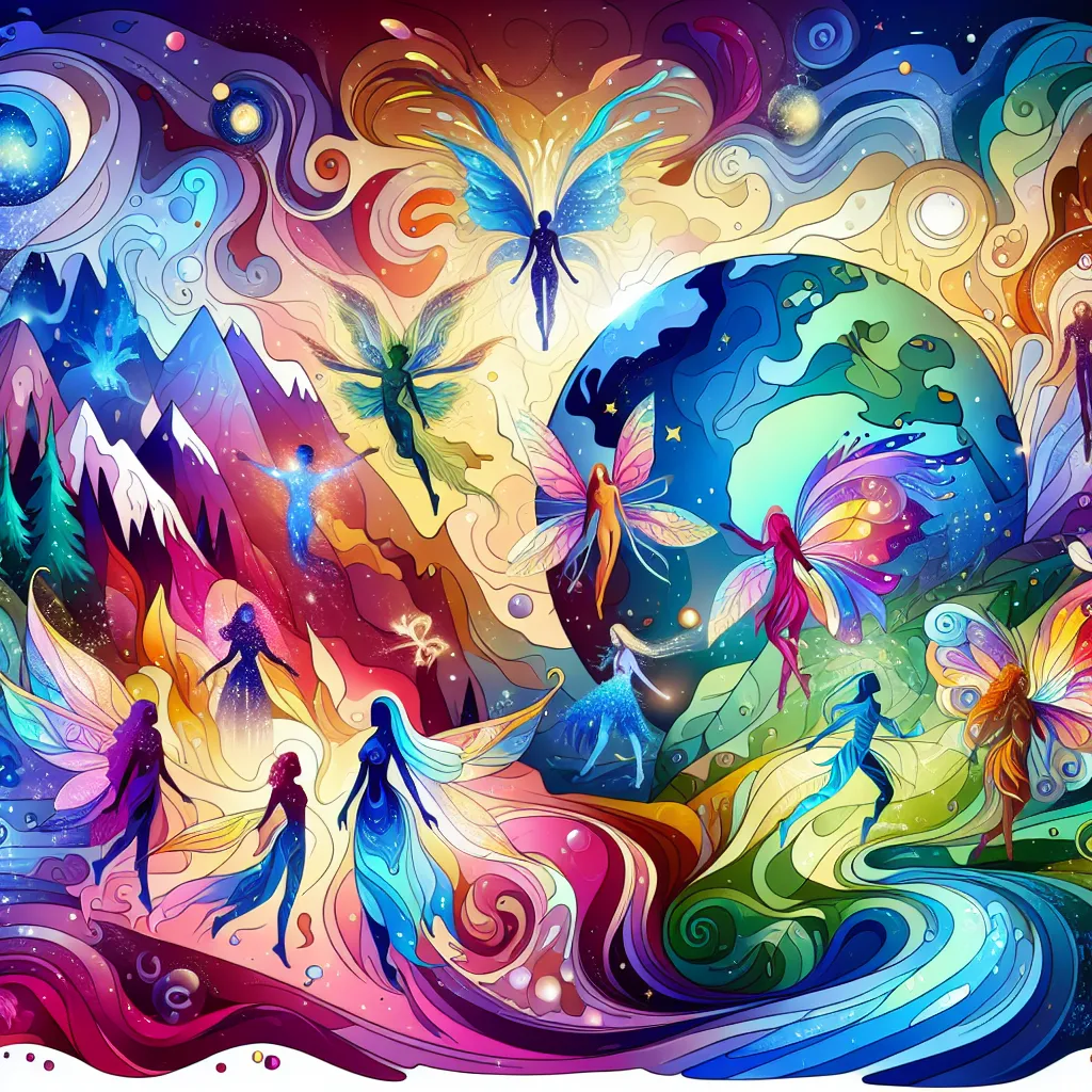 Winx, Fairies, Adventure, Mission, Earth in an abstract style