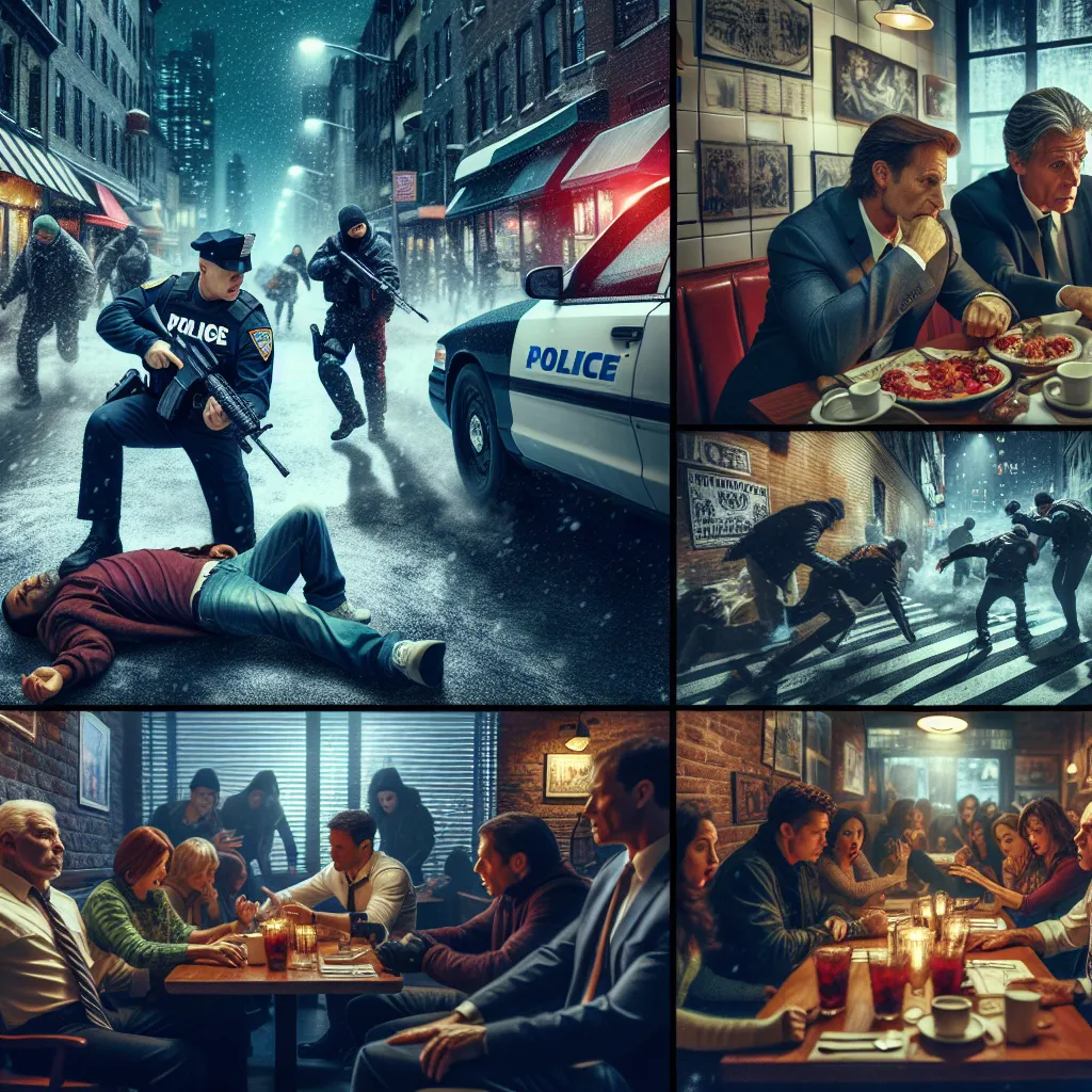 **Title: War Between Gangs**

**Setting:** The gritty streets of Grove Street and Michan Rowe, a chilly night on January 31, 2013.

---

**Characters:**
- **Officer Ramirez** - a seasoned police officer
- **Detective Lewis** - the investigative officer
- **"Rico"** - gang member from the B Gang
- **"Jake"** - rival gang member
- **Bystander** - a frightened restaurant patron

---

**Scene 1: The Ambush**

*The roar of an engine echoes through the deserted streets as a black SUV speeds down Grove