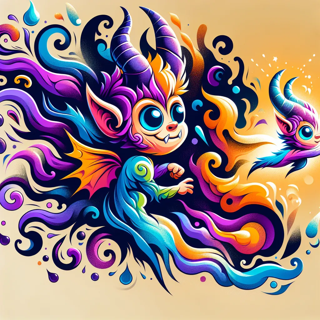 Transformation, Imp, Moxxie, Cartoon, Identity in an abstract style