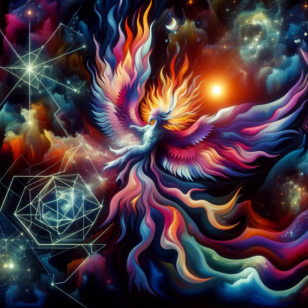 Fantasy, Transformation, Lucifer, Morningstar, Hell in an abstract style
