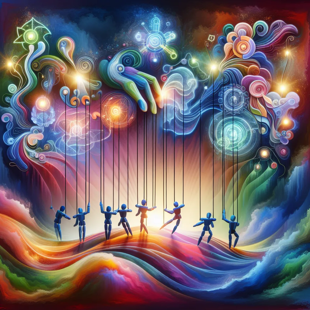 Puppets, Benefits, Interaction, Creativity, Confidence in an abstract style