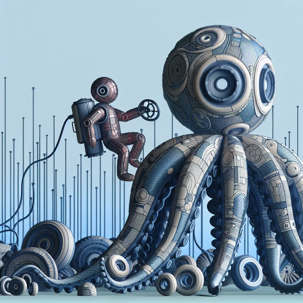 Inflation, Robot, Octo, Balloon, Transformation in an abstract style