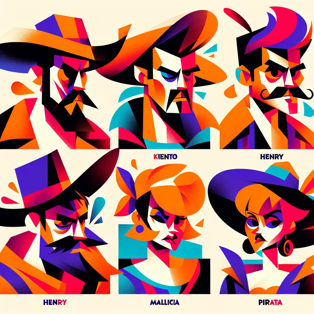 Cuento, Kilian, Henry, Malicia, Pirata in an abstract style