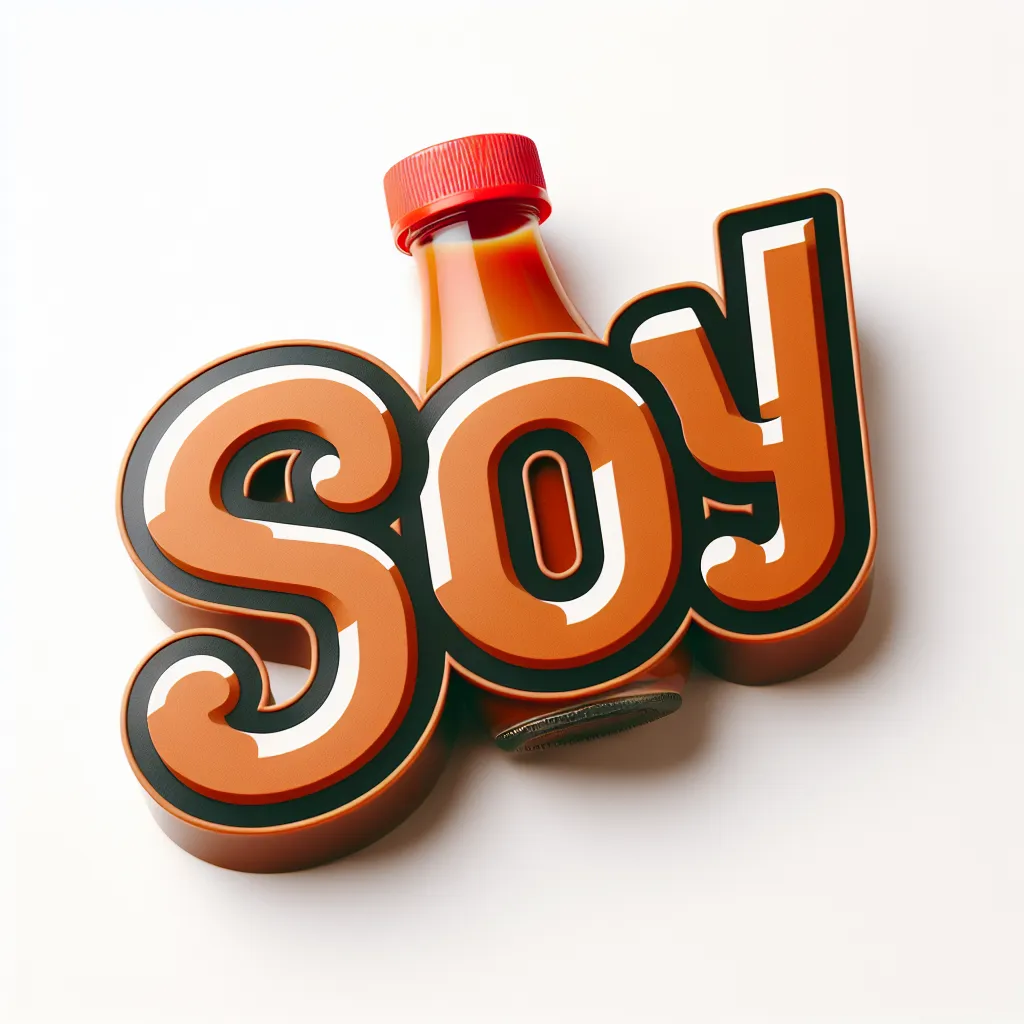the text SOY the color of soy sauce on a white background