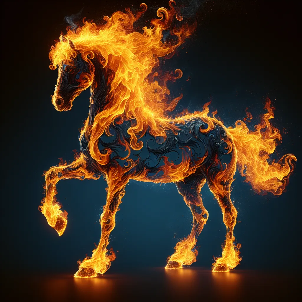 a photorealistic image of a horse made out of flames.