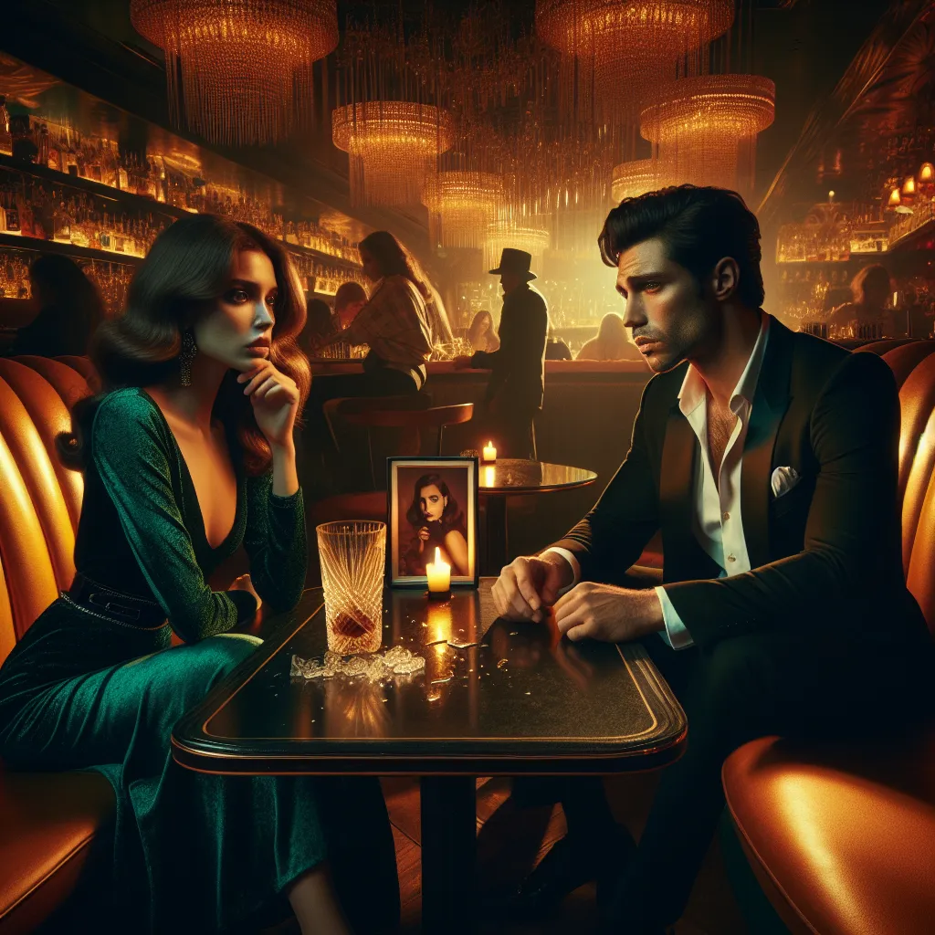 A mysterious man disrupts Harlow's solitude in her dimly lit booth in the bustling Amber Lounge, igniting a passionate encounter that leaves her conflicted yet yearning for more. His promise to find her sister lingers in the air as shattered glass and unspoken emotions create a cocktail of desire, hope, and determination.