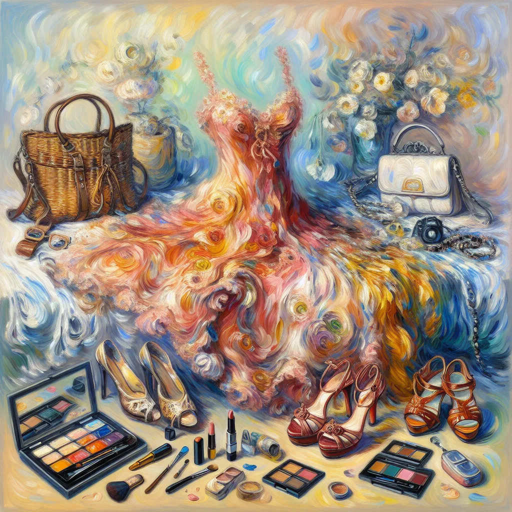 Transformation, Sandals, Purse, Makeup, Dress in the style of Monet