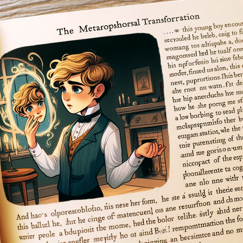 A young boy named Oliver experiences a mysterious transformation, finding himself physically becoming the elegant and sophisticated Ruth Miller. As the changes unfold, Oliver struggles to comprehend his new identity as Ruth, complete with her style, mannerisms, and memories. With each shift in his body, Oliver—or now Ruth—faces a growing sense of confusion and desperation to reverse the enchantment. Ultimately, the story culminates in Ruth's blissful reunion with her husband Thomas, leaving behi