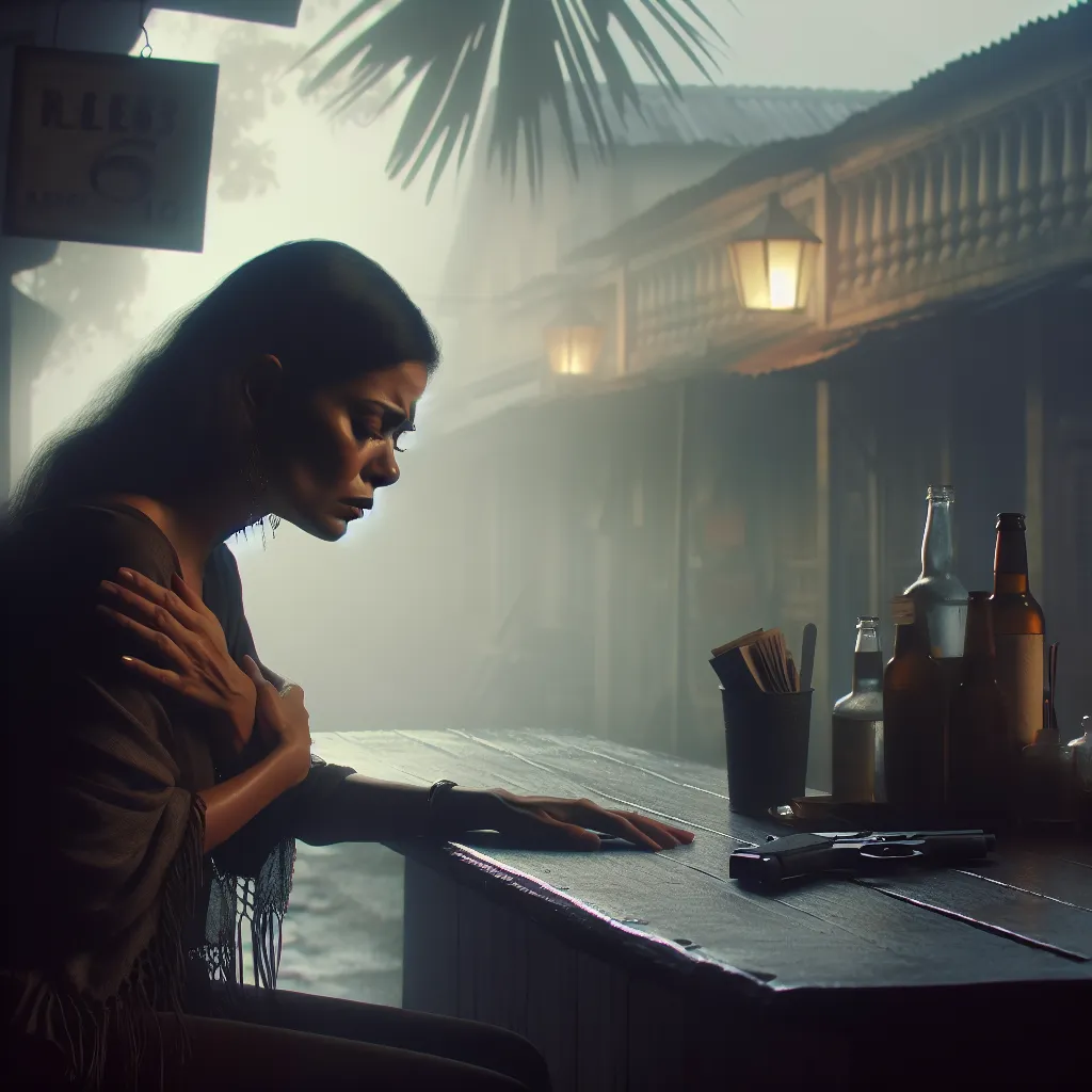 A haunted bar owner grapples with loss and memories of her missing sister in the empty dawn of District 16.