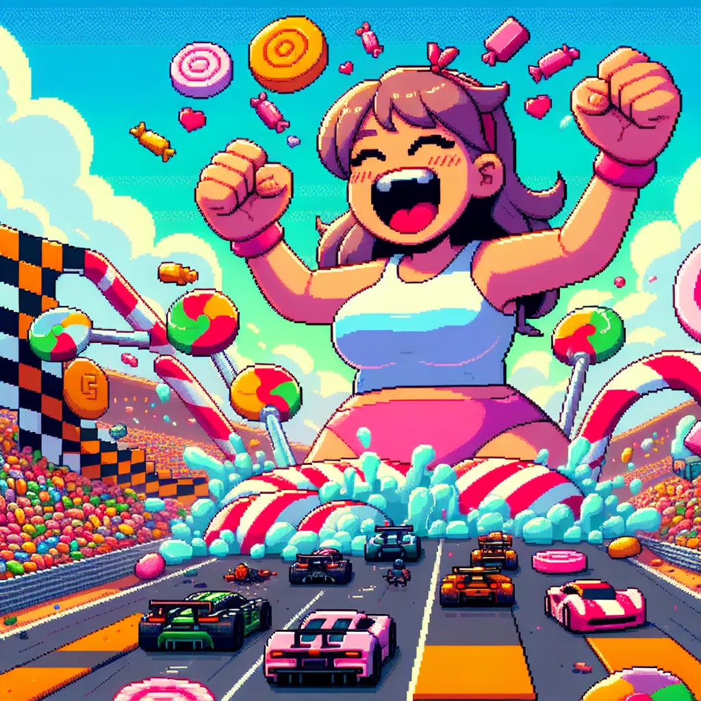 In the pixelated universe of Sugar Rush, Vanellope von Schweetz and her fellow racers experience a surprising transformation, becoming larger and developing insatiable appetites. They delight in devouring the candy-coated landscape of their game world, powering through obstacles and reveling in their newfound size and power. The update has turned the race tracks into a playground of indulgence and leisure, creating a joyful and satisfying connection between the racers and their environment.