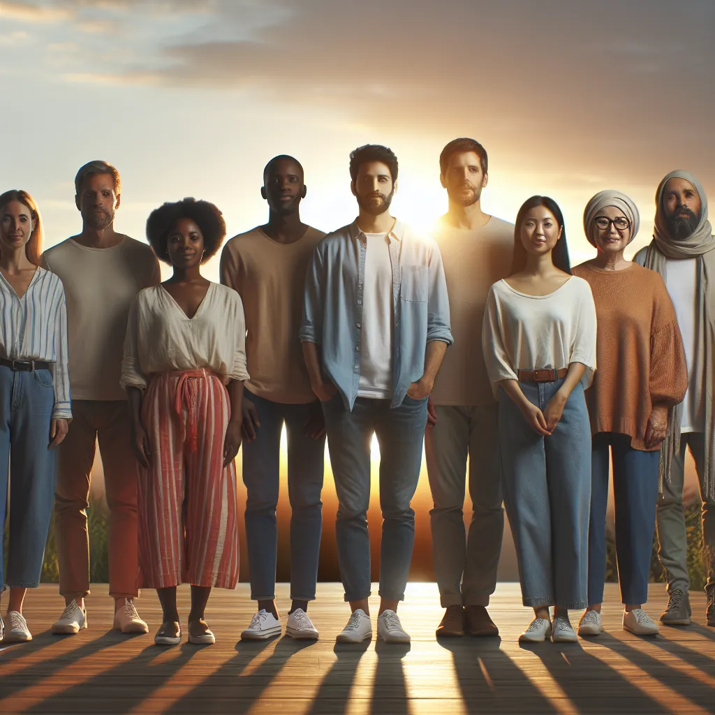 A conceptual image featuring a diverse group of people standing together, representing unity and support.