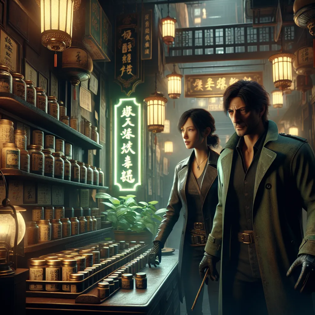 A mysterious scene in South Chinatown unfolds as X-23 masterfully guides Gambit through hidden passages and dangerous tensions, ultimately finding a temporary haven in a secretive herbalist's basement. The dimly lit image captures their wary coexistence as they navigate shadows and shared pasts in a moment of brief respite.