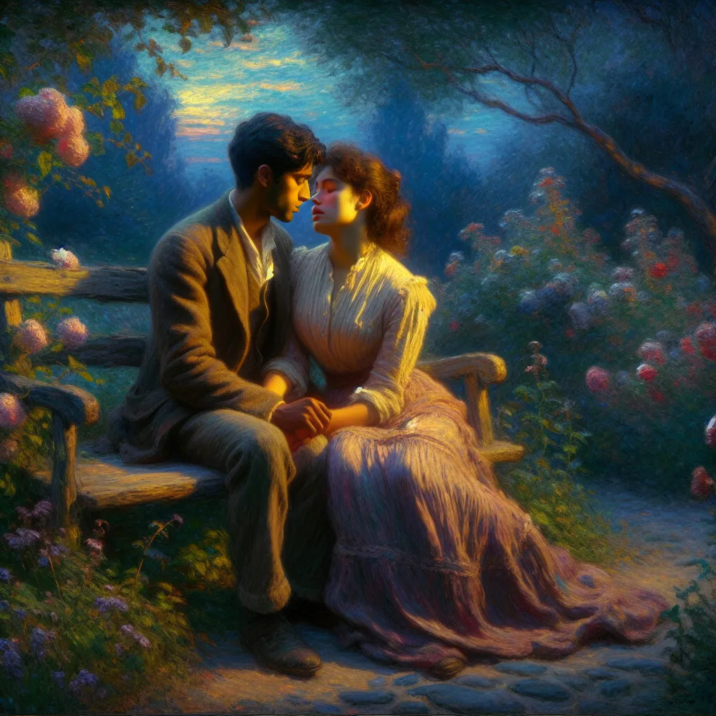 Sensuality, Tension, Desperation, Longing, Intimacy in the style of Monet