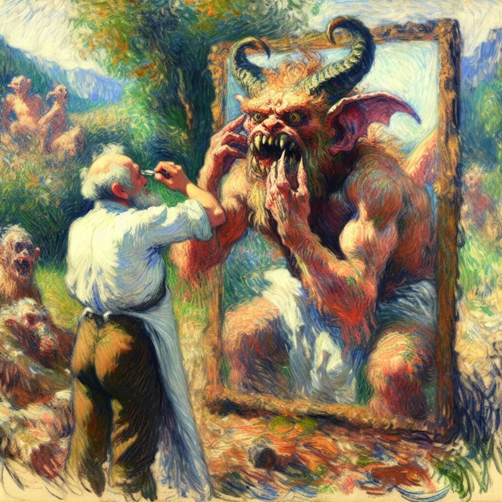 Transformation, Monster, Disgusting, Repulsive, Grotesque in the style of Monet