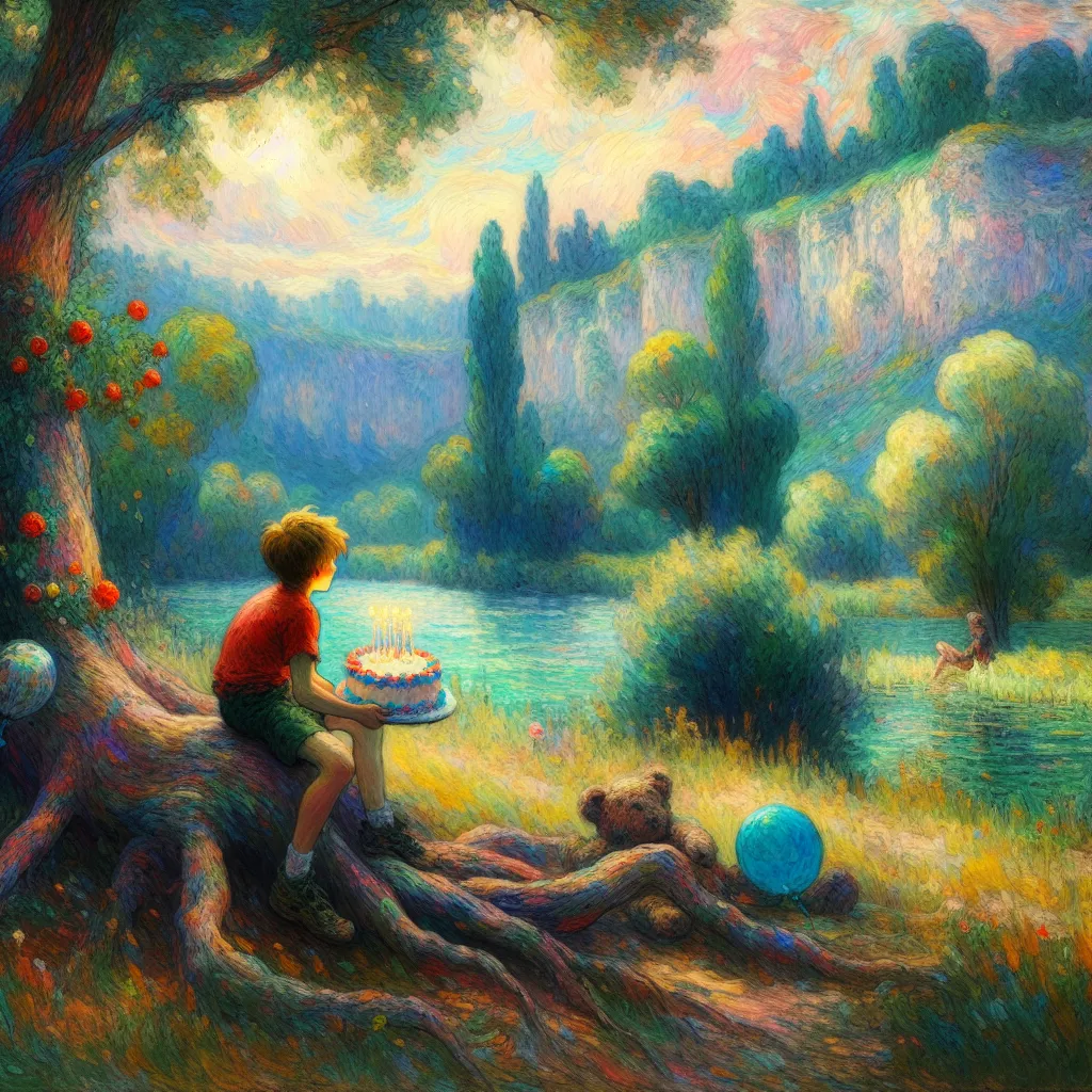 Boy, Birthday, Transformation, Friendship, Dress in the style of Monet