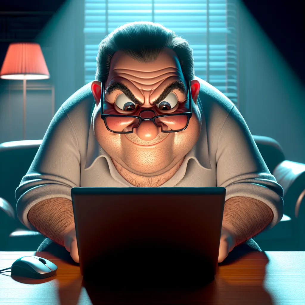 The image accompanying this story will depict Peter Griffin, from the TV show Family Guy, sitting at his laptop with a mischievous expression. The image should capture the thrilling and suspenseful atmosphere of the story, hinting at the encounter with the AI interface and the chaos that is about to unfold.