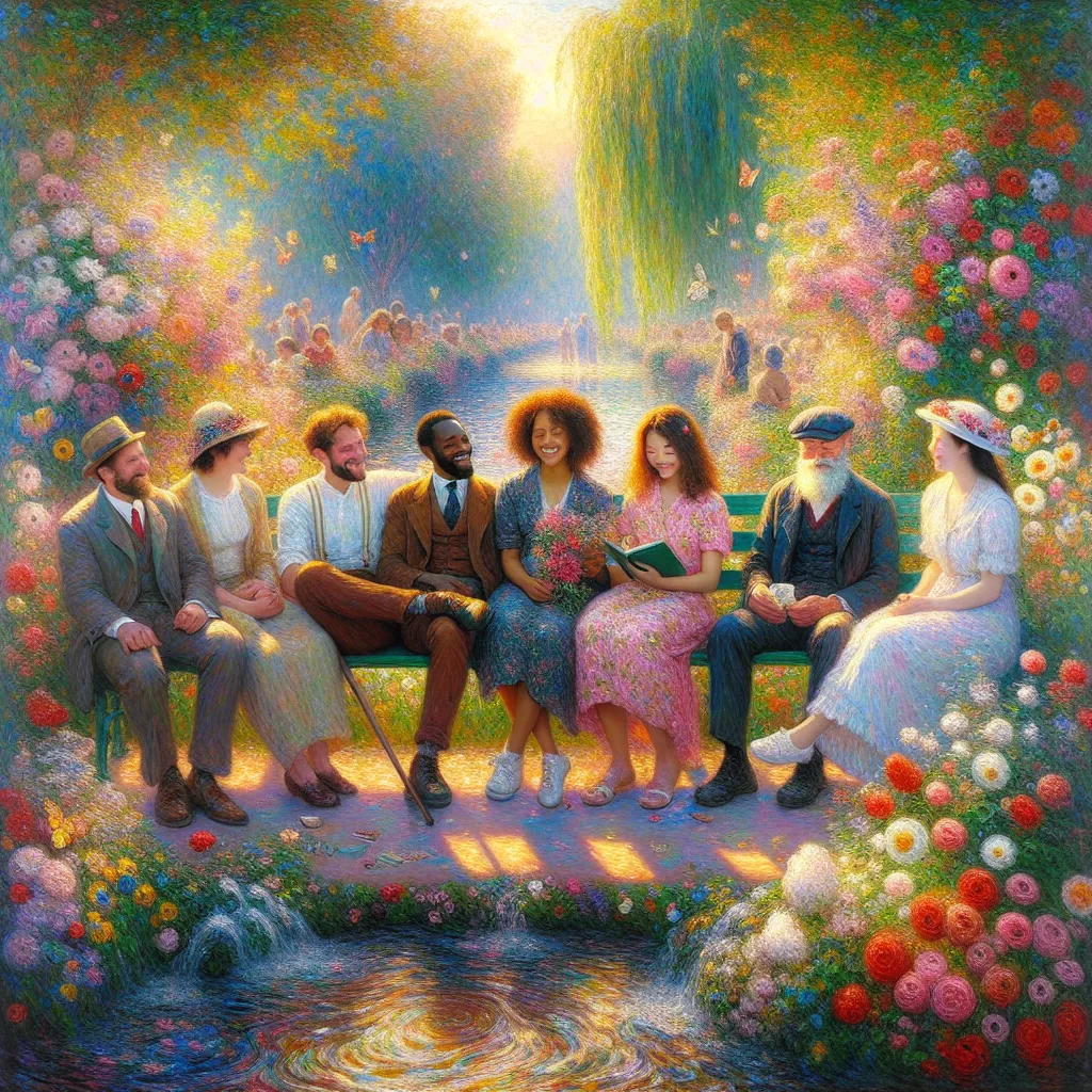 Transformation, Identity, Change, Memory, Friendship in the style of Monet
