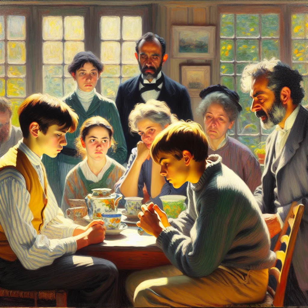 Ethan, Stepfamily, Transformation, Mean, Aunt in the style of Monet