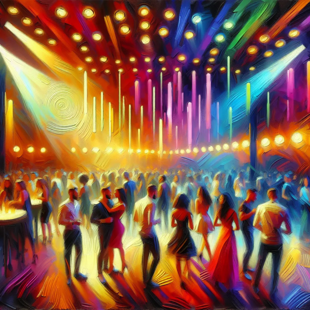 Lights, Club, Tension, Intimacy, Sensations in the style of Monet