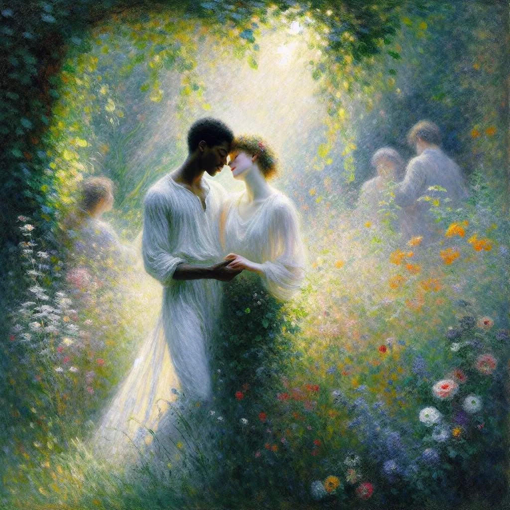 Desire, Sensation, Pleasure, Surrender, Touch in the style of Monet