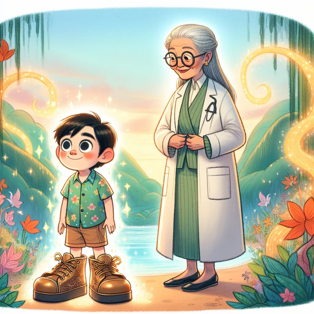 An awe-struck six-year-old named Elliot accidentally steps into a pair of sandals belonging to a mysterious woman named Dr. Ai Lin Zhang, and undergoes a magical transformation that changes his physical appearance. As Dr. Zhang accompanies him on an unexpected journey, Elliot discovers newfound confidence and acceptance, symbolized by the comfortable and enchanting sandals he now wears.