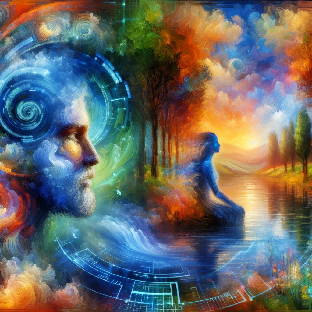 Body, Swap, Virtual, Identity, Transformation in the style of Monet