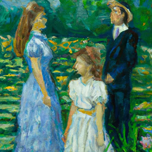 Timothy, Brenda, Joanna, memory, transformation in the style of Monet