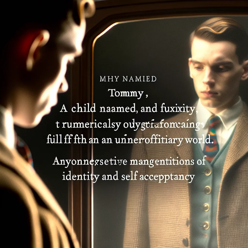 Tommy, a young boy full of energy and curiosity, finds himself mysteriously transformed into a woman named Brenda. Struggling with his new appearance and identity, Brenda must navigate a world that feels unfamiliar while contemplating the meaning of gender and the importance of self-acceptance. This poignant image captures Brenda, a refined and confident woman, standing in front of a mirror, reflecting on her transformed life with a mix of uncertainty and determination.