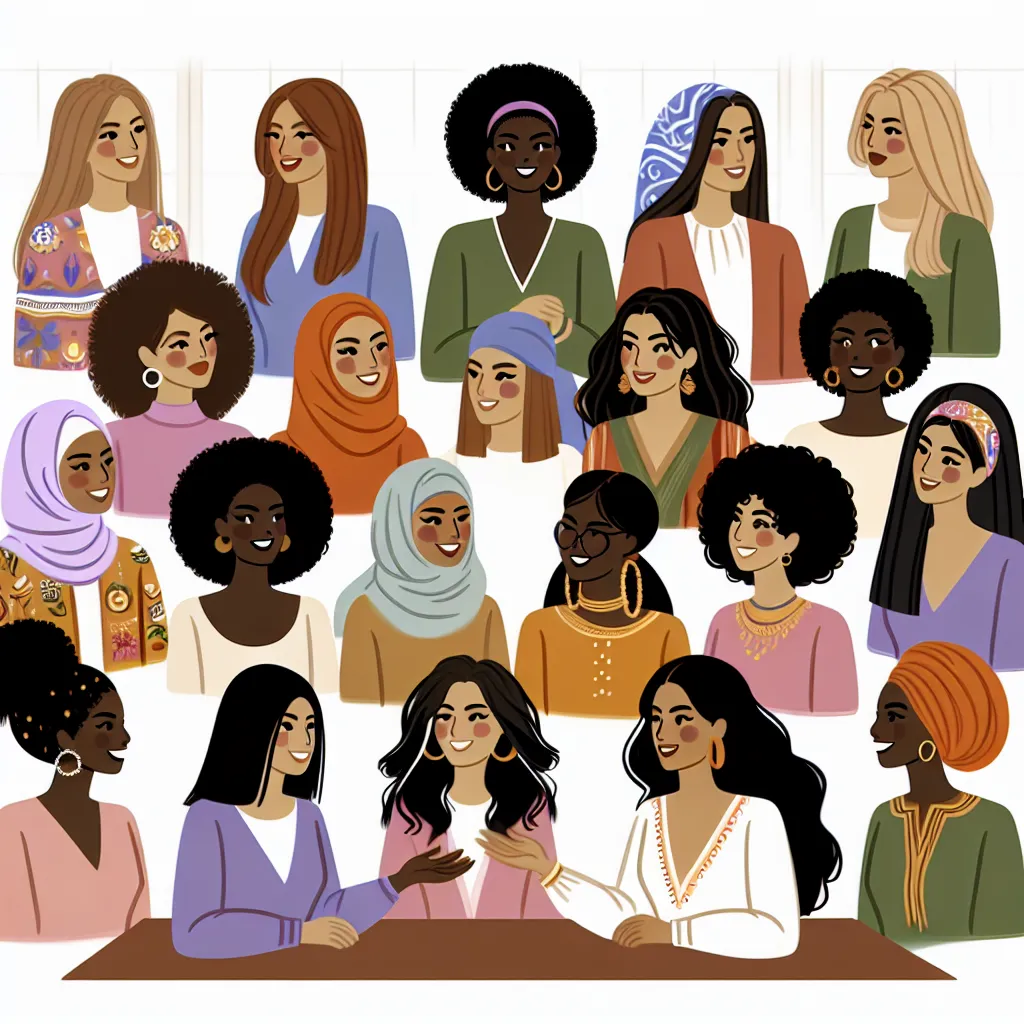 The image accompanying this story could be an illustration of a diverse group of women in a salon. The women could be depicted with different hairstyles and ethnic backgrounds, showcasing a sense of inclusivity and representation.