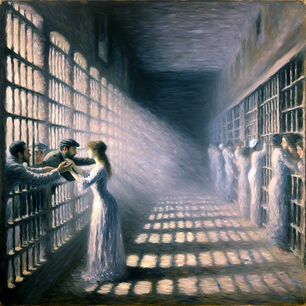 Passion, Separation, Longing, Desire, Prison in the style of Monet