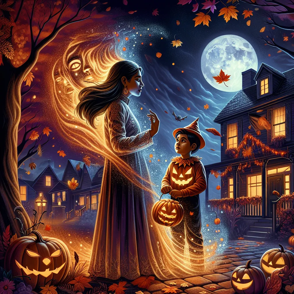 A little boy in a pumpkin costume transforms into his mother on Halloween night, leading to a heart-wrenching search for her missing son. With detailed character descriptions and a poignant narrative, the story explores themes of loss, love, and resilience.