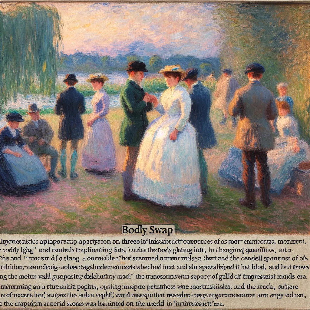 Body Swap, Gender Identity, Adaptation, Sibling Bond, Challenges in the style of Monet