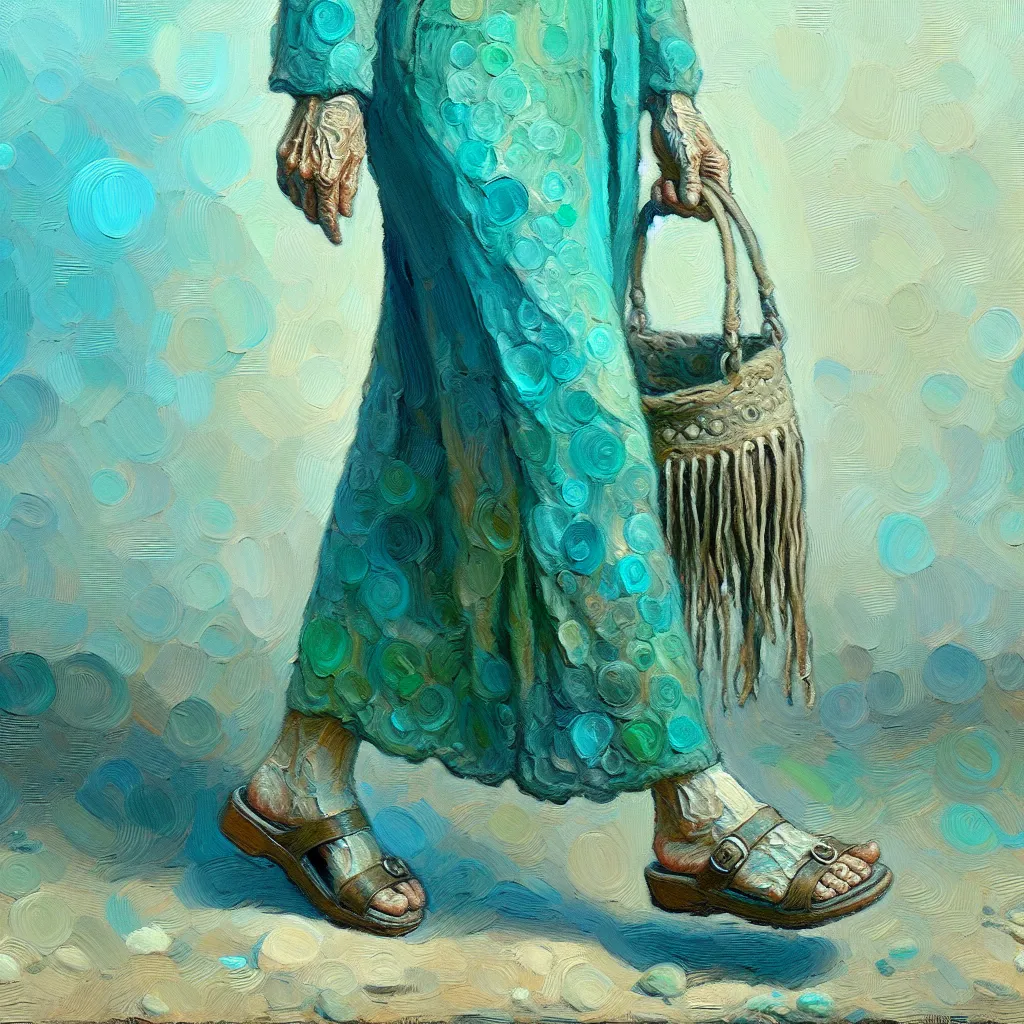 1. Transformation
2. Age
3. Sandals
4. Purse
5. Identity in the style of Monet