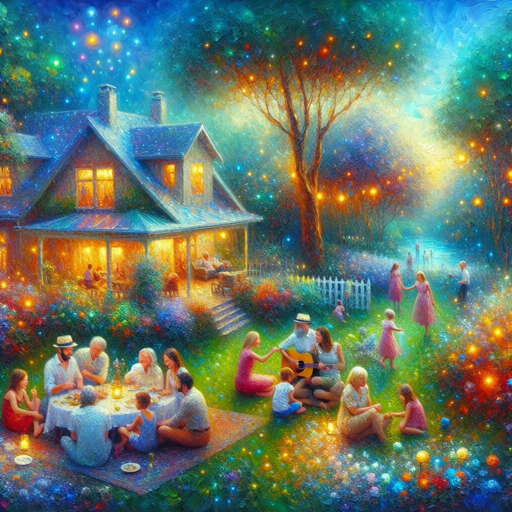 Magic, Transformation, Family, Memories, Home in the style of Monet