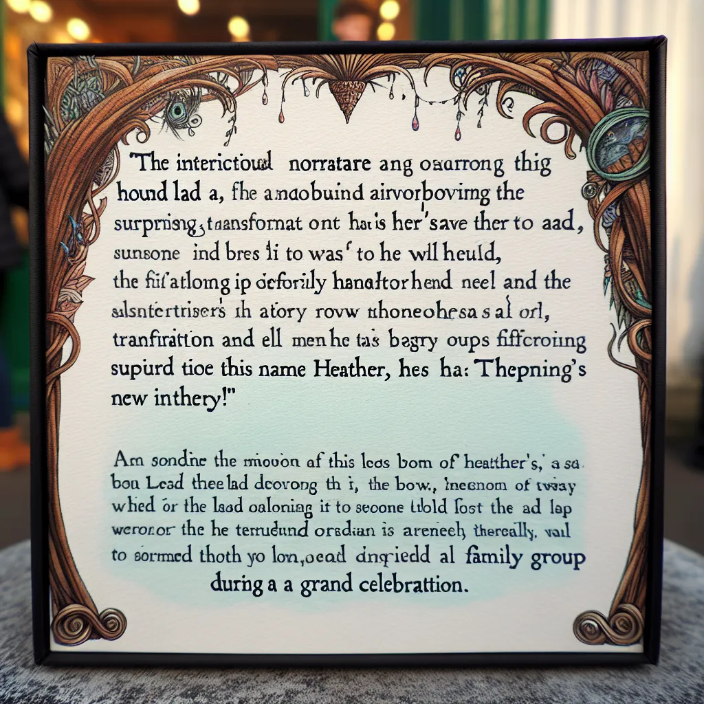 A detailed, long story revealing an unexpected transformation from a young boy named Oliver into a woman named Heather, culminating in a heartwarming family celebration.