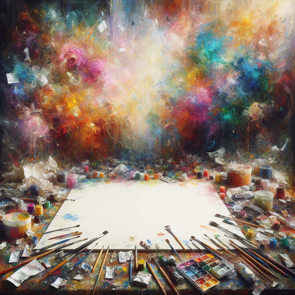 A blank canvas with vibrant colors, waiting to be filled with imagination and creativity.
