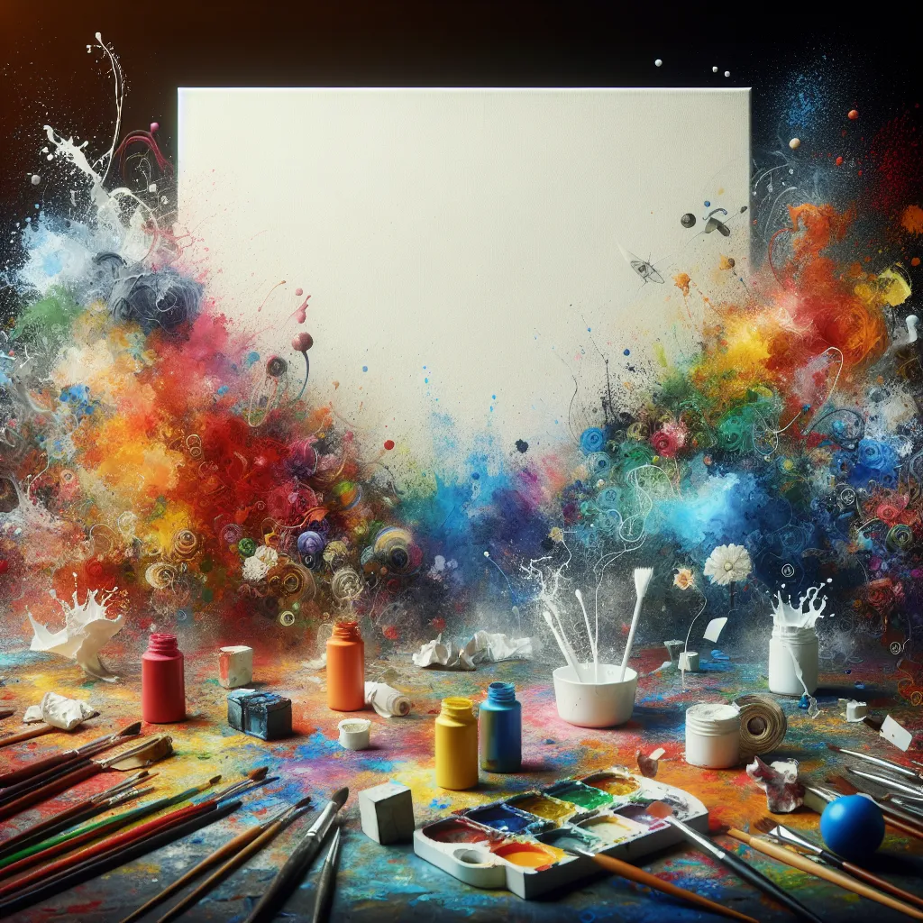 A blank canvas filled with splashes of vibrant colors, representing the indeterminate beauty of an unfinished tale.