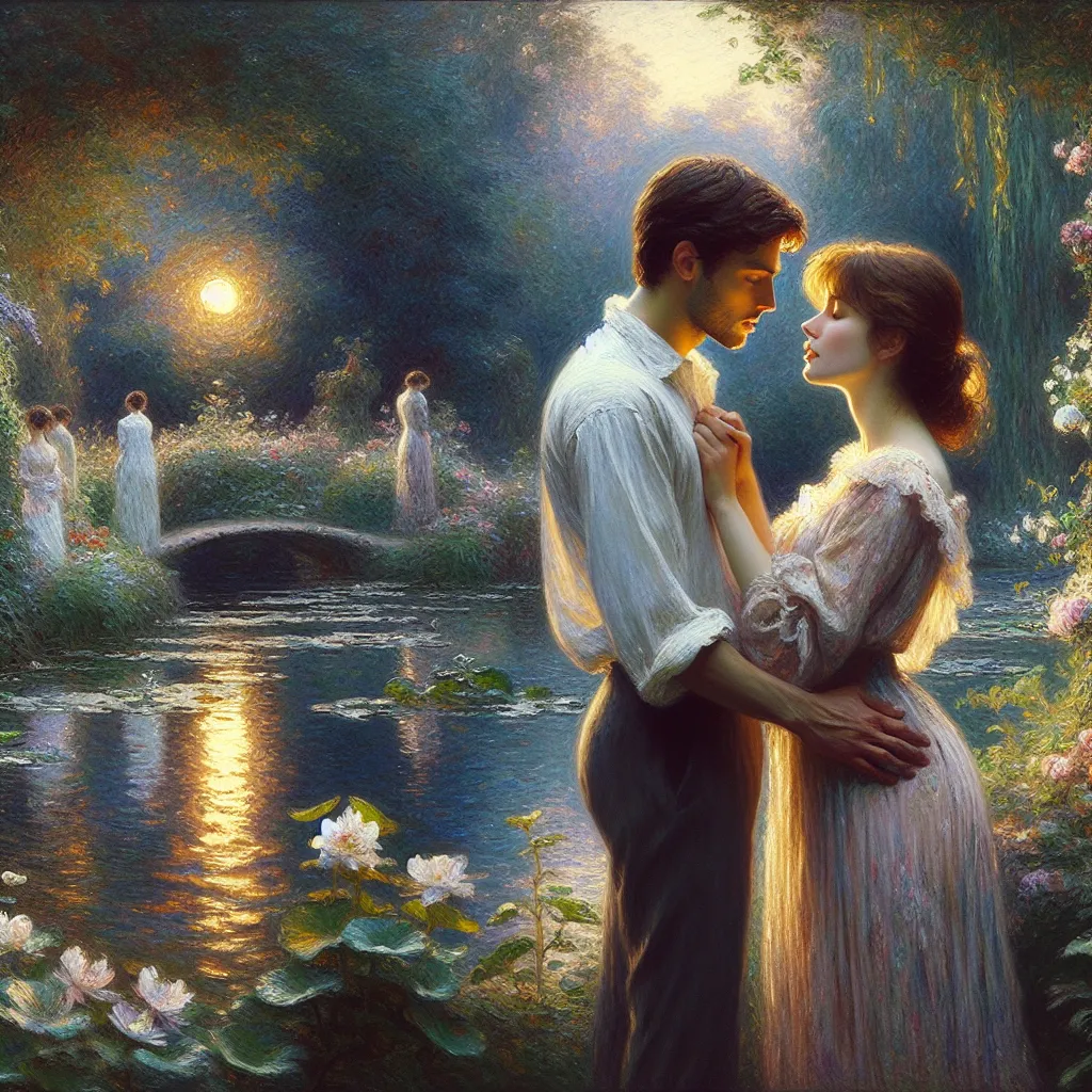 Tender, Intimate, Sensation, Romance, Passion in the style of Monet